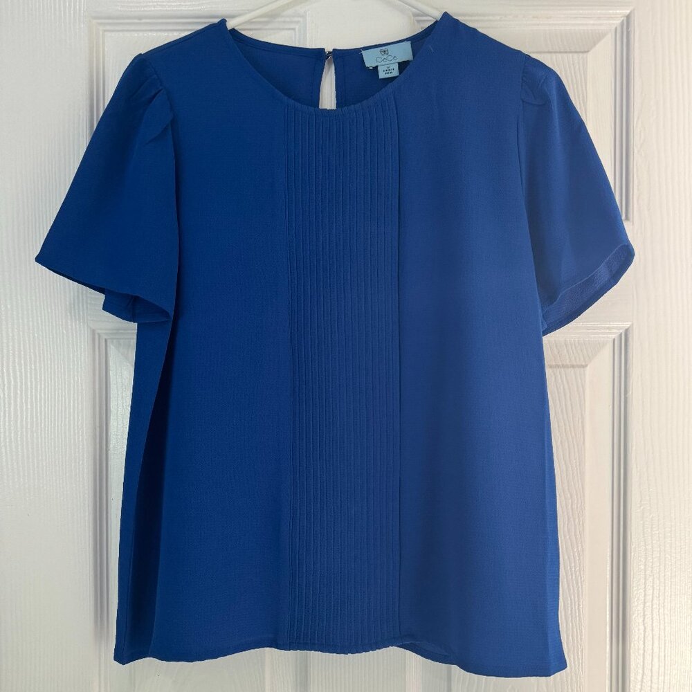 Cece- short sleeve blue blouse